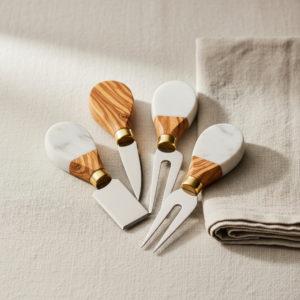 Marble & Wood Cheese Knives