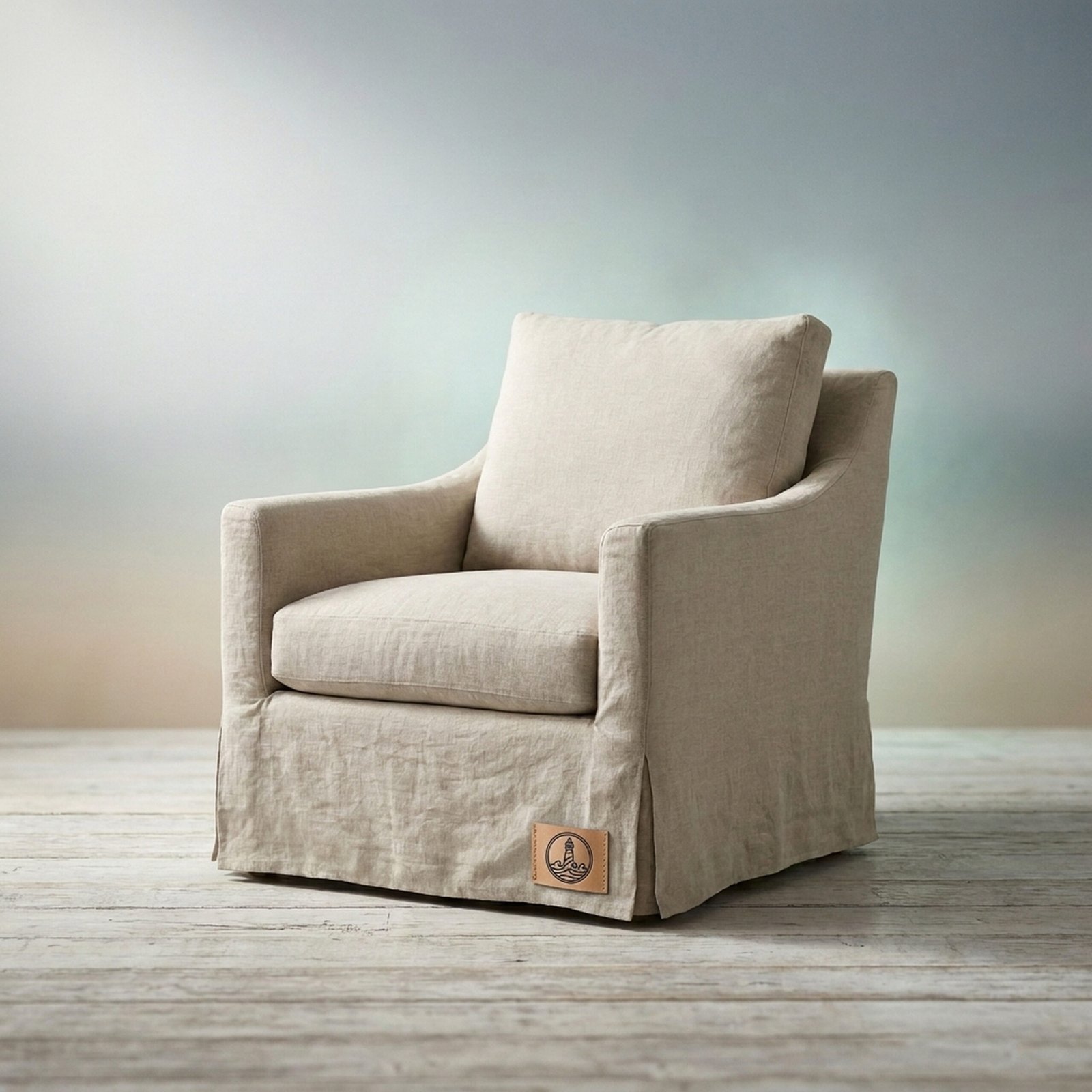 Salt Marsh slipcover armchair in washed oatmeal linen